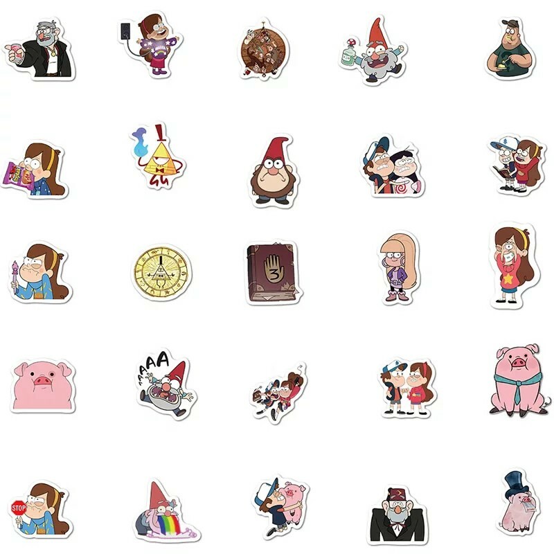 Gravity Falls Stickers 50pcs Cartoon Anime Vinyl Decals for Kids Adults
