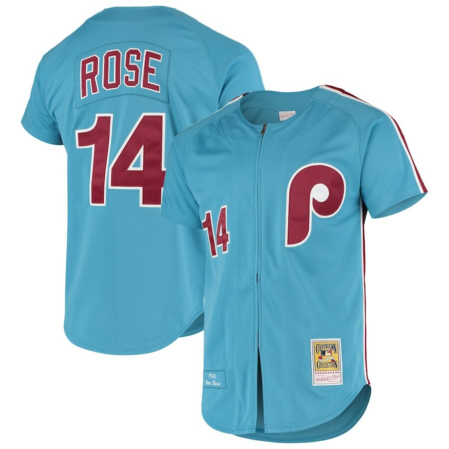 Philadelphia Phillies Pete Rose #14 Mitchell & Ness Blue 1980