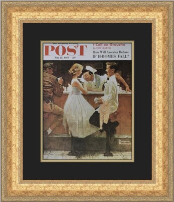 Norman Rockwell Post Cover After the Prom Custom Framed Print