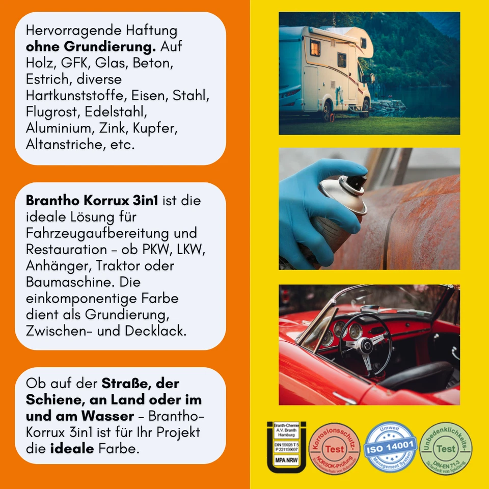 Brantho Korrux 3in1 Rostschutzfarbe - Primer, Rostschutz und Lack - 750ml und 5L - Bild 3 von 4