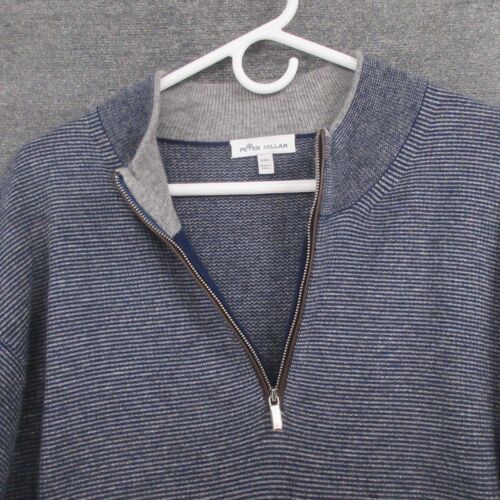 Peter Millar Sweater Mens 2XL Blue Merino Wool Cashmere 1/2 Zip Pullover Golf - Picture 3 of 8