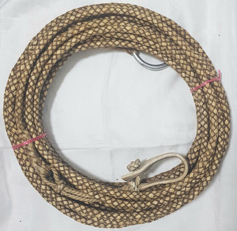 50Ft Argentina BRAIDED RAWHIDE LARIAT Rope Lasso Leather Western Rodeo