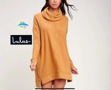 Lulu’s Camel cowl neck long sleeve sweater dress size XS NEW