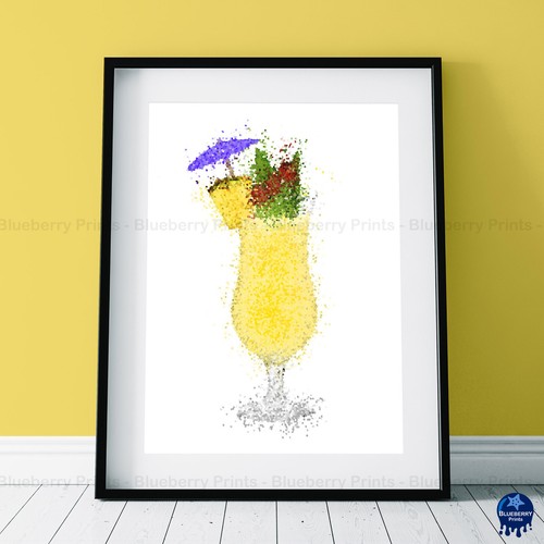 Poster Splatter Art Stampe Bevande e Cocktail Decorazione Casa Bar A5 A4 A3 (Set 4) - Foto 7 di 7