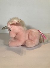 DAKIN Fun Farm Unicorn 15 Inch Plush 1985 Vintage Pink Ribbons Silver Horn NWT
