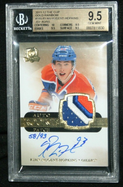 2011-12 Upper Deck Cup RYAN NUGENT HOPKINS Gold Rookie Patch Auto BGS 9.5 Gem Mt