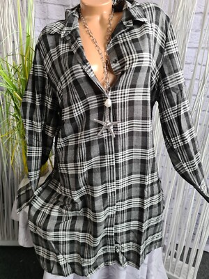 Aniston Bluse Tunika Shirt schwarz weiß kariert 36 bis 48 (2317)