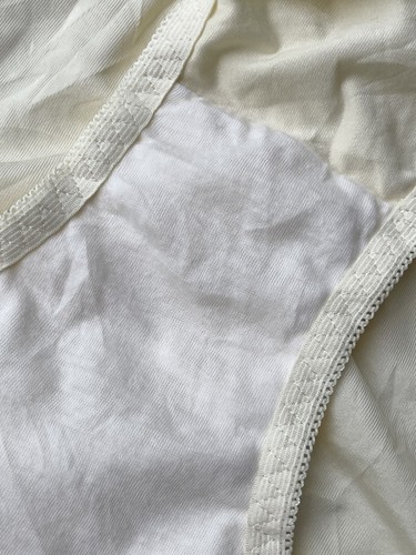 Vintage Pale Yellow Silky Polyester Panty Floral Lace Slippery Sissy Briefs Sz.8 - Picture 18 of 21