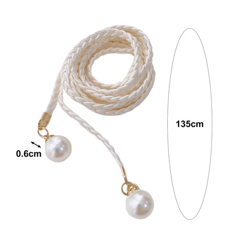 Peals Waist Dress Embellishment Belt Pearl Waist Chain Belt for Women Leather - Picture 6 of 11