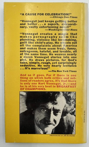 Breakfast Of Champions By Kurt Vonnegut Jr PB Vtg 1976 - Picture 2 of 8