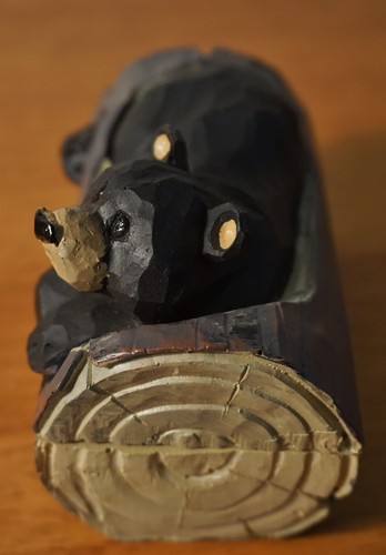 Joyero baratija de oso negro estatuilla rústica imitación madera tallada decoración de cabaña de troncos - Imagen 5 de 10