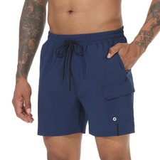 Men's Swim Trunks Quick Dry Swimwear Surf Swimwear with Zipper Pockets and Mesh