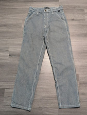 Vans Men’s Blue Striped Drill Lose Tapered Fit Chore Carpenter Pants Size 28x29