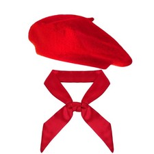 2pcs French Beret Hat Scarf for Women French Themed Party Red