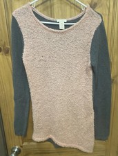 Sundance Medium Pink  Gray Fuzzy Wool Blend Sweater Boho Cozycore