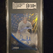 Topps 2022 Clearly Authentic Tek Aaron Judge TEK-AJ Blue /25 SGC 10 Auto