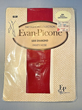 Vintage Deadstock Evan Picone Side Diamond Pantyhose Cranberry Red Small