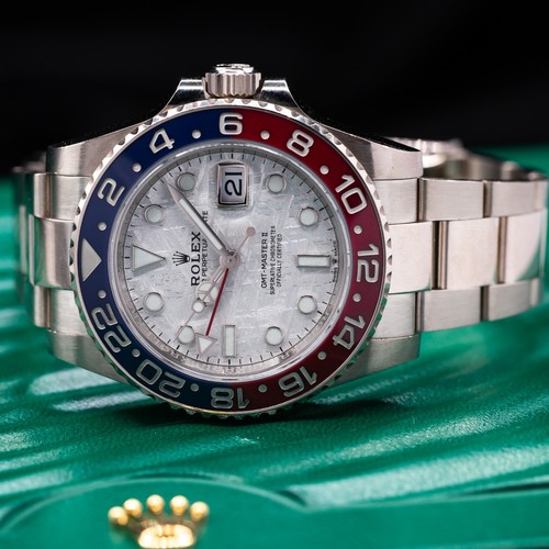 Rolex GMT Master II Meteorite Dial, Pepsi ceramic bezel, solid white gold case!