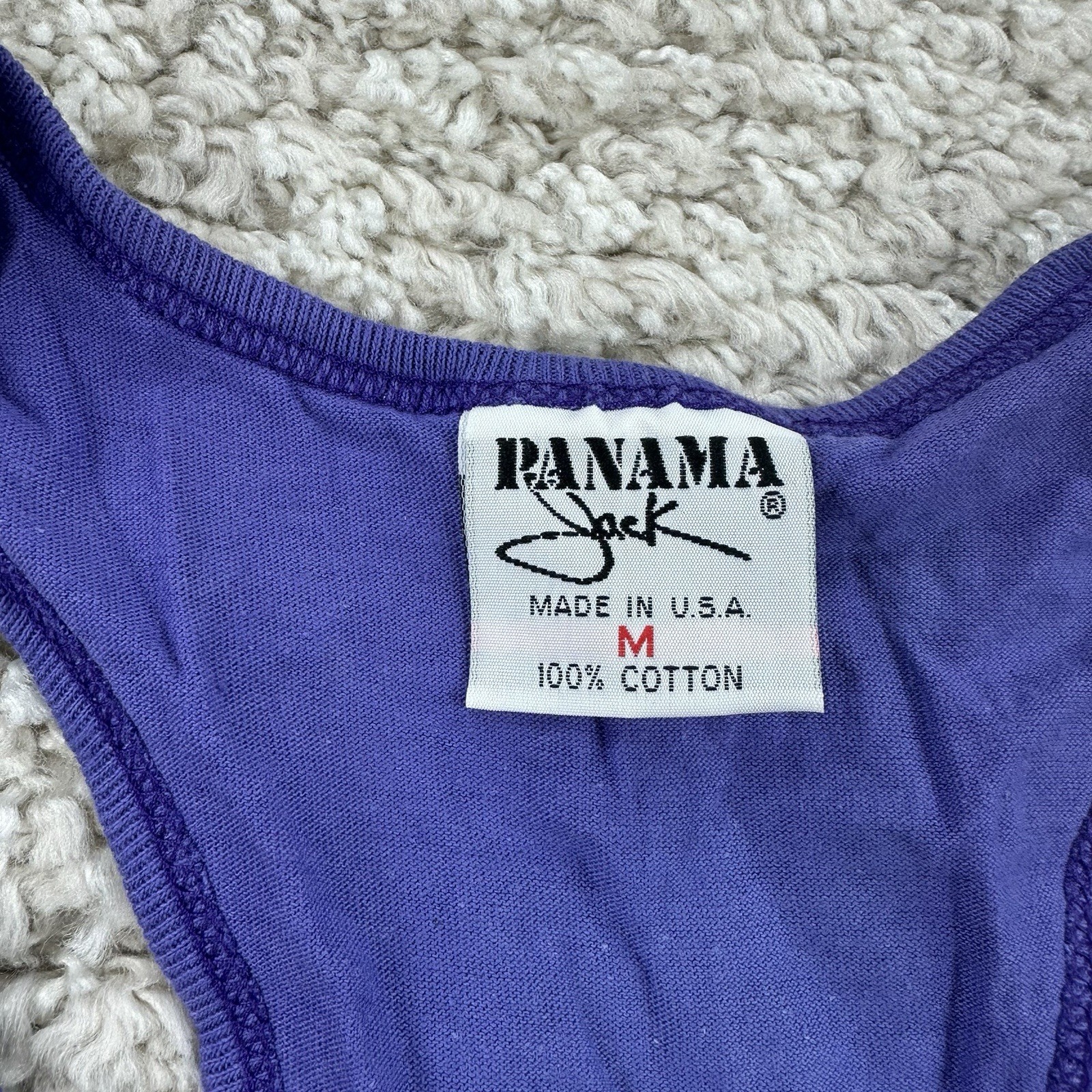 Vtg 90s Panama Jack Black Tank Top Size Medium Single Stitch Made in USA