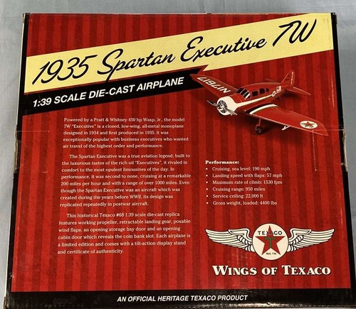 1935 Spartan Executive 7W RED Wings of Texaco #21 CP7079 - Picture 2 of 3