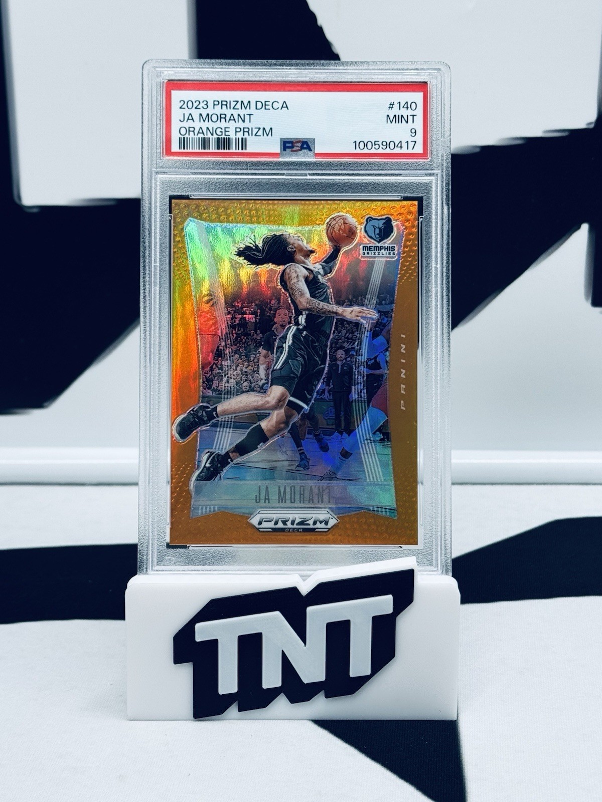 Ja Morant 2023-24 Panini Prizm Deca #140 Orange Prizm /49 PSA 9