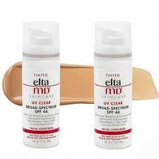 NEW 2 PACK Tinted Broad-Spectrum Facial Sunscreen Physical SPF 46 1.7 Oz US SHIP
