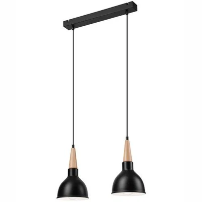 Hängeleuchte Schwarz Metall Holz Skandinavisch LAILA Esstisch Wohnzimmer Lampe - Bild 1 von 4