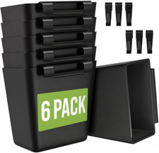 6 Pack Rolling Cart Accessories, Black Plastic Hanging Cup Holder for Utility St
