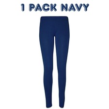 Leggings Cotton Plain Full Length Black UK Size 6 - 30 Womens Ladies Girls