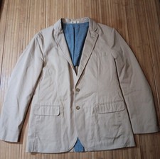 J. Crew Ludlow Blazer Mens Suit Jacket Khaki Size Large Cotton