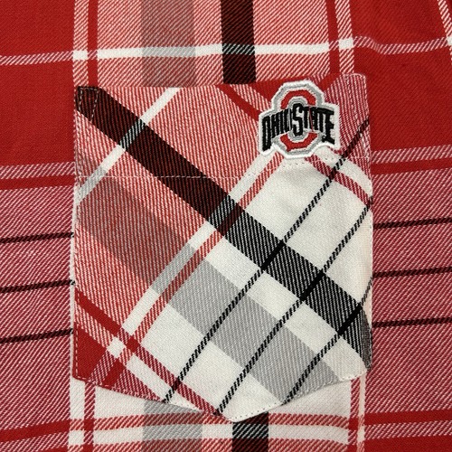 Ohio State Buckeyes UGapparel NCAA Red & White Flannel Longsleeve Shirt Womens M - Picture 3 of 12