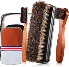 6 Pcs Horsehair Shine Shoes Brush Kit Polish Dauber Applicators Cleaning Leather
