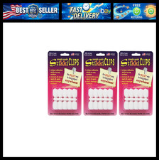 StikkiCLIPS Adhesive Clips, White, 30 Per Pack, 3 Packs