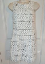 Cottage Nautical Preppy Oat Lace w Blue Striped Sleeveless Dress Size S Cotton