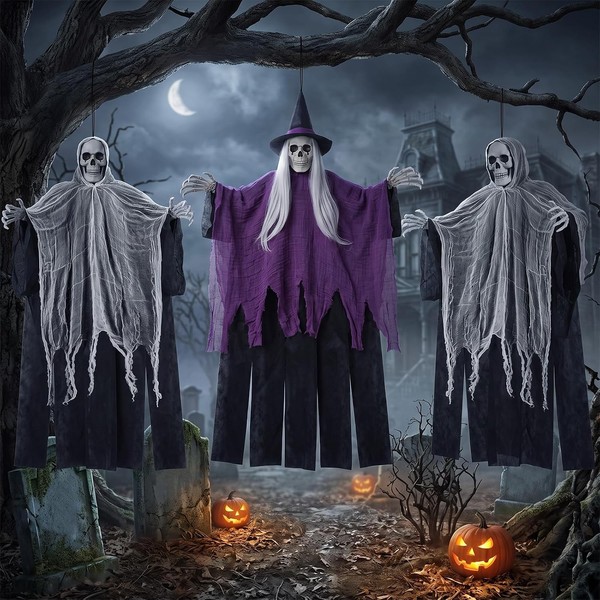 Halloween Skelett-Geister-Dekoration 3 StüCk FüR Spukhaus Deko Party-image