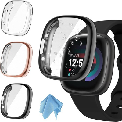 #ad 3 Pack Screen Protector Case for Fitbit Versa 4 Sense 2 Full Protective Cover $7.29