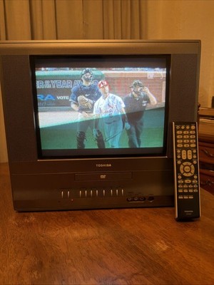 Toshiba MD14H63 14'' CRT TV DVD Combo Flat Screen Retro Gaming TV - Remote Includ
