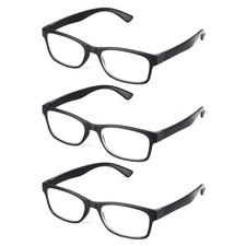 3 Pack - Black Rectangular Reading Glasses For Men & Women