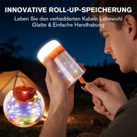 Camping Lichterkette Aufrollbar,Tragbare Lichterkette Camping 10M,Campingleuchte