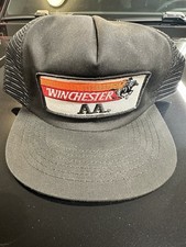Rare Vintage 1980s Winchester Gun Patch AA Trucker Hat Made in USA In Black