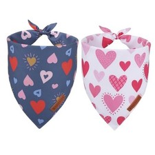 Valentine Dog Bandana, Colorful Heart Pet Scarf, Multi Size Offered, White