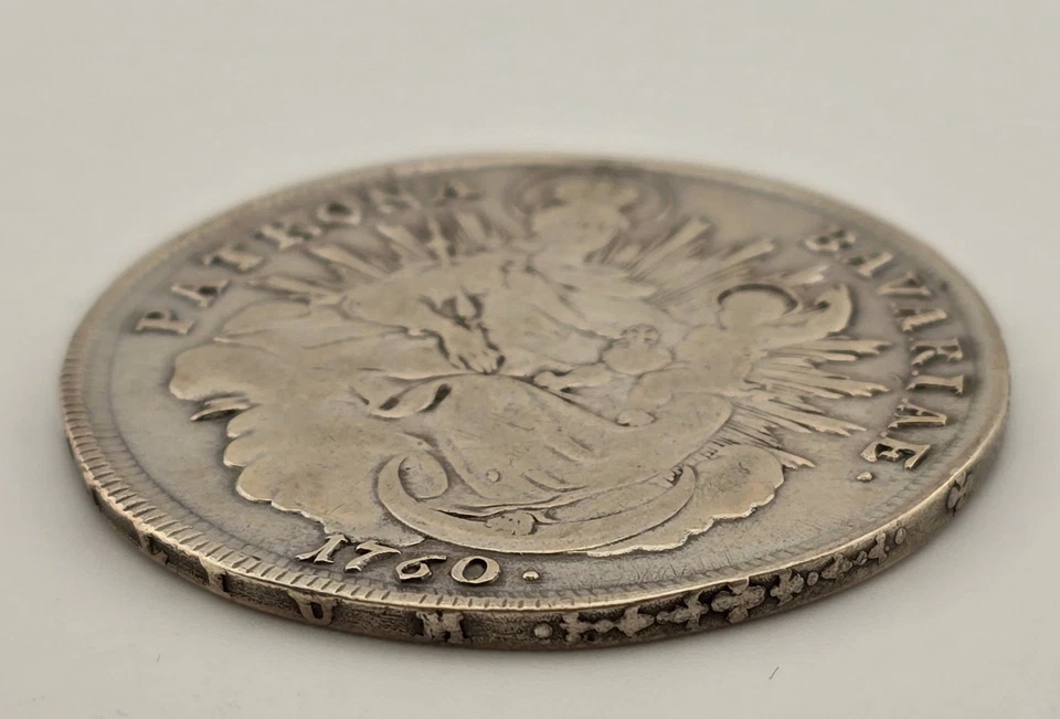 AWESOME 1760 GERMAN STATES BAVARIA THALER WORLD COIN MADONNA & CHILD - Image 3 of 3