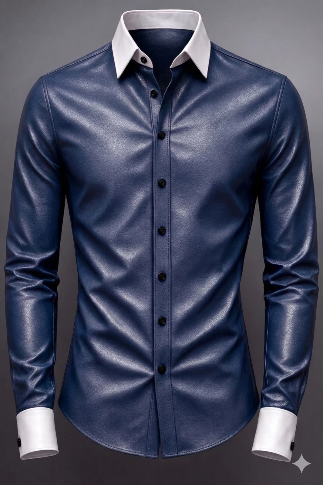 Men's Leather Shirt 100% Lambskin Slim Fit Stylish Custom Made leather shirt