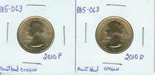 2010  P&D  ( Oregon  Mount Hood )  Quarters  (2 Coins) unc. Business strike