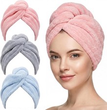 Microfiber Hair Towel Wrap for Women in  Hair Drying Towel with Button 