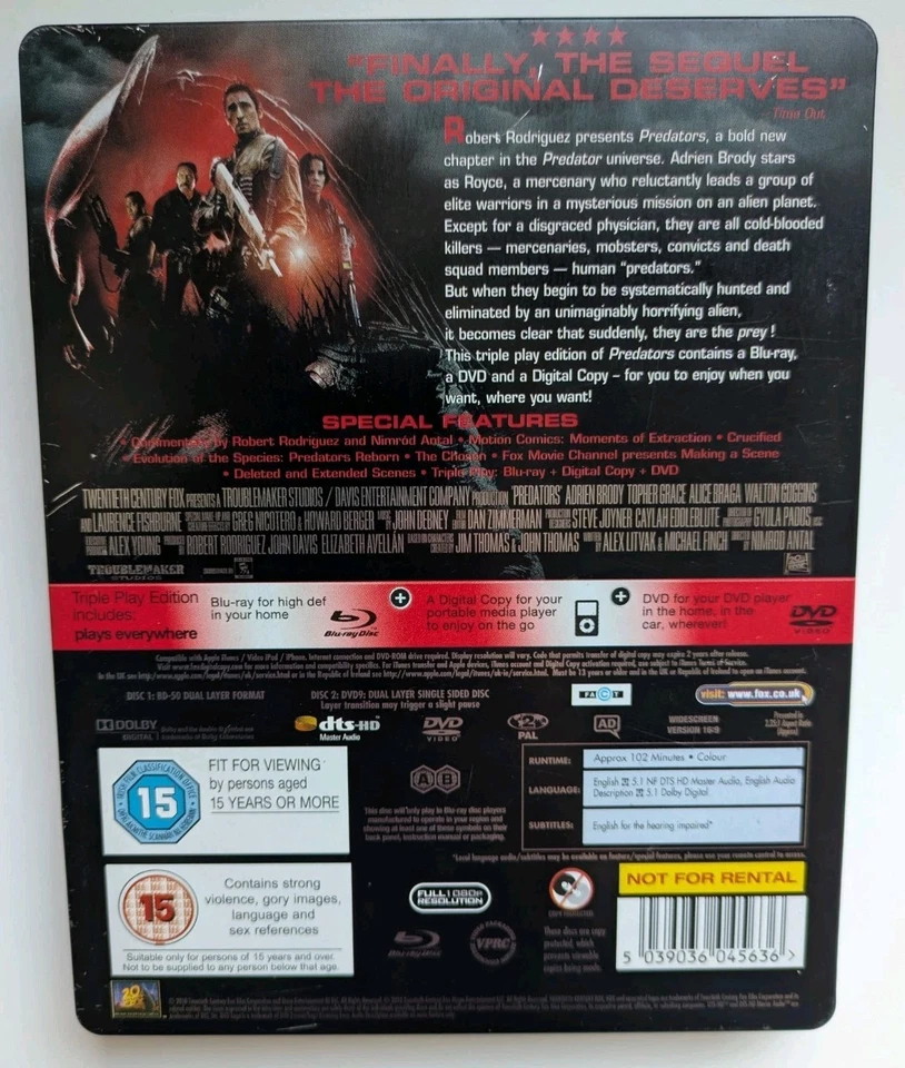 Predators (2010) Blu Ray Steelbook - Play Exclusive - Image 4 of 4