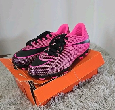 NIB Nike Jr Bravata II FG Soccer Cleats, Neon Pink Black, Sz 1.5