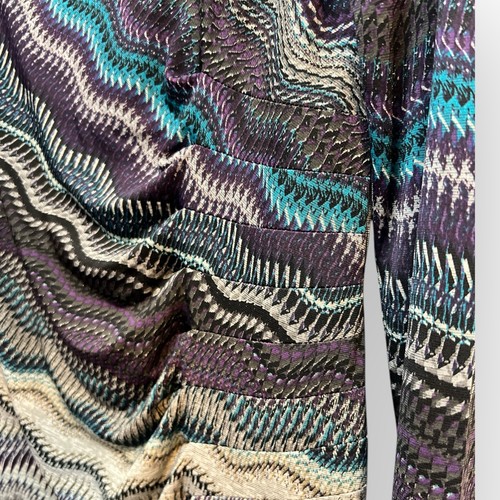 Tribal Long Sleeve Cowl Neck Dress Striped Women’s Medium Ruched Slimming Sheath - Picture 2 of 6