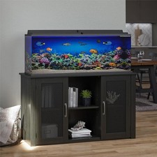 55 Gallon Aquarium Terrarium Stand Black MDF  Metal Cabinet w/Storage
