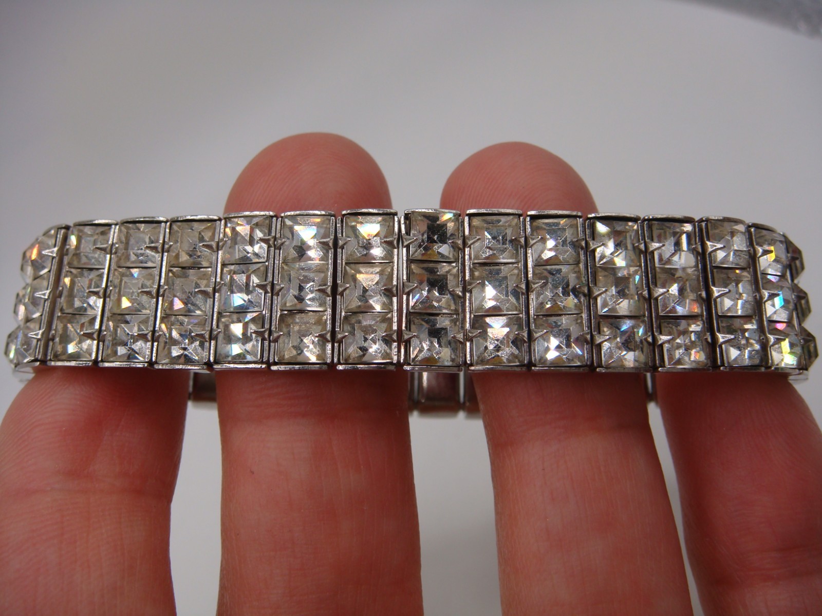 VINTAGE ART DECO RECTANGULAR RHINESTONE BRACELET … - image 2